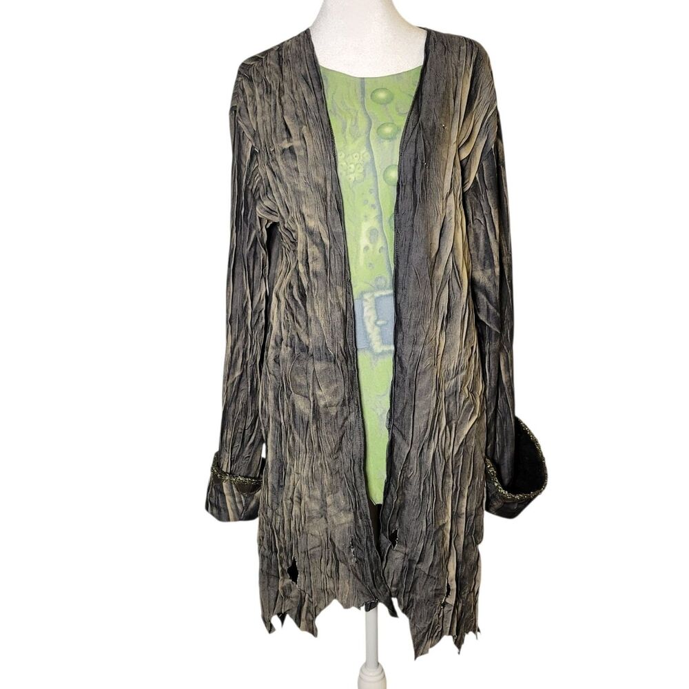 Vtg 90s Disney World Frankenstein Costume Top Crinkle Distressed Zombie Pirate